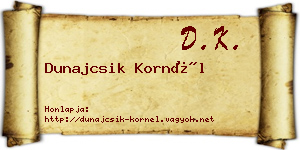 Dunajcsik Kornél névjegykártya